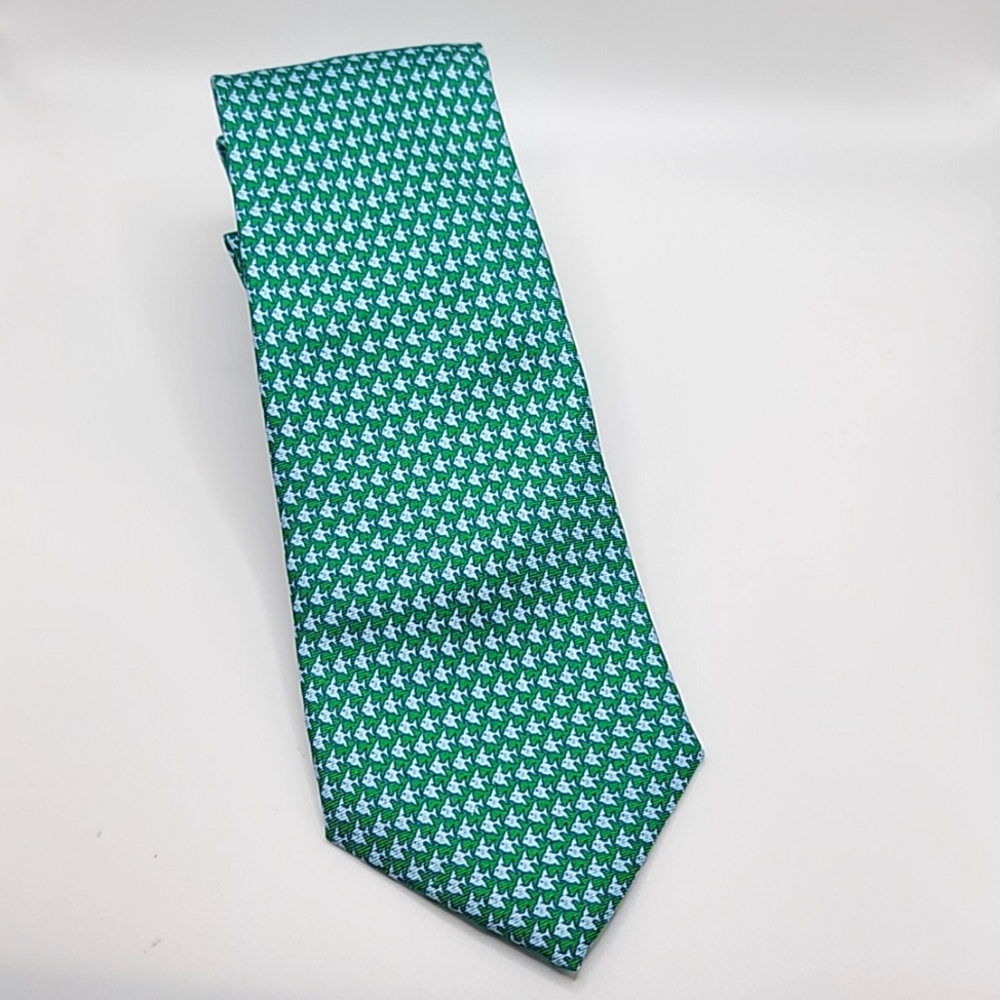 T.M. Lewin 100% Silk Handmade Fish Print Tie